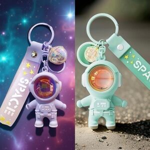 Cute Astronaut Keychains Space Key Chain w/ Light, Purple & Green Astronauts